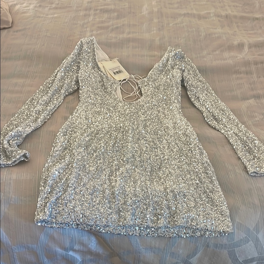 Peppermayo silver mini dress, never worn, size S/M